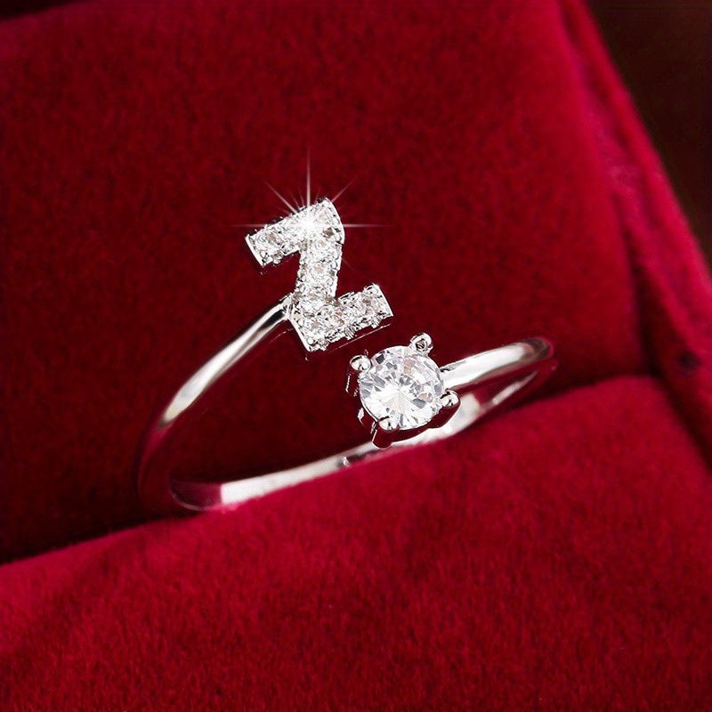 Silvery or Golden Letter Wrap Ring - Inlaid Shining Alphabet Ring - Choose Your Letter - Match Daily Outfits