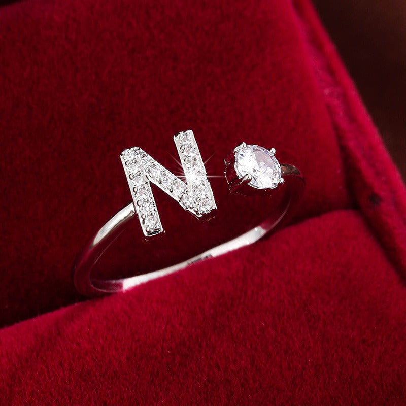 Silvery or Golden Letter Wrap Ring - Inlaid Shining Alphabet Ring - Choose Your Letter - Match Daily Outfits
