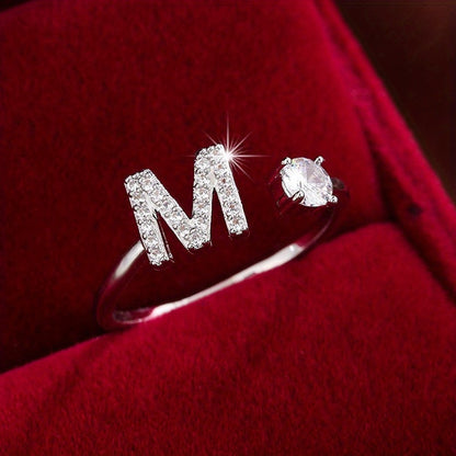 Silvery or Golden Letter Wrap Ring - Inlaid Shining Alphabet Ring - Choose Your Letter - Match Daily Outfits