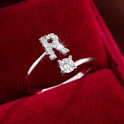 Silvery or Golden Letter Wrap Ring - Inlaid Shining Alphabet Ring - Choose Your Letter - Match Daily Outfits