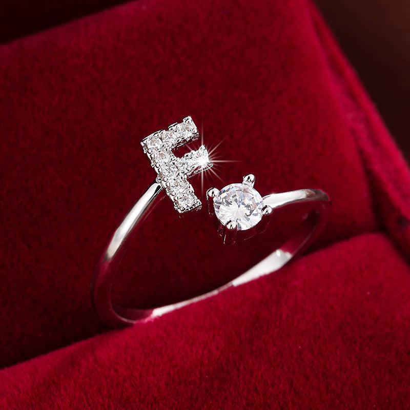 Silvery or Golden Letter Wrap Ring - Inlaid Shining Alphabet Ring - Choose Your Letter - Match Daily Outfits