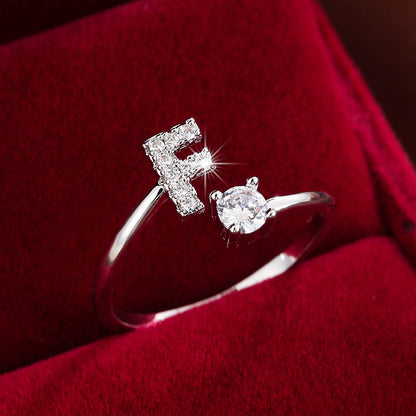 Silvery or Golden Letter Wrap Ring - Inlaid Shining Alphabet Ring - Choose Your Letter - Match Daily Outfits