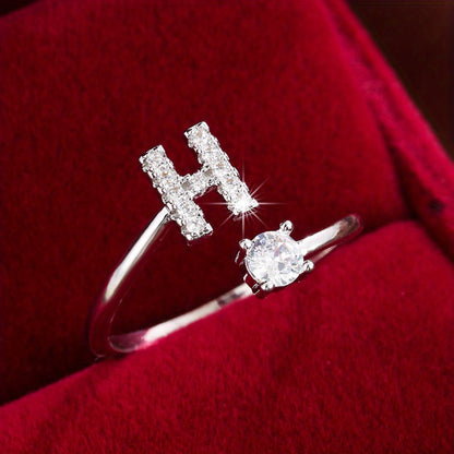 Silvery or Golden Letter Wrap Ring - Inlaid Shining Alphabet Ring - Choose Your Letter - Match Daily Outfits
