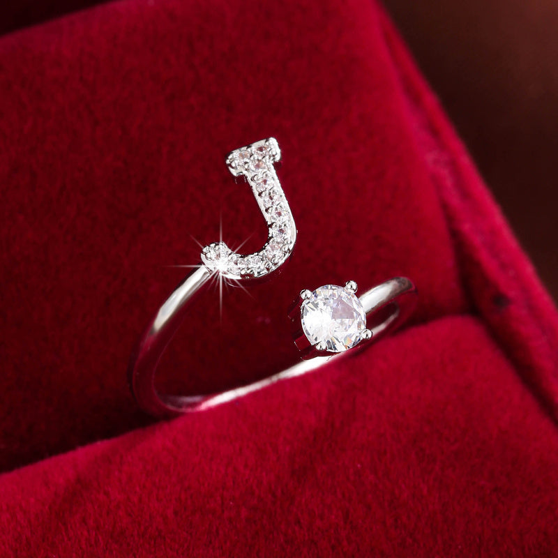 Silvery or Golden Letter Wrap Ring - Inlaid Shining Alphabet Ring - Choose Your Letter - Match Daily Outfits