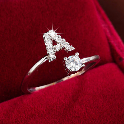 Silvery or Golden Letter Wrap Ring - Inlaid Shining Alphabet Ring - Choose Your Letter - Match Daily Outfits