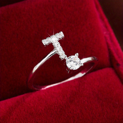 Silvery or Golden Letter Wrap Ring - Inlaid Shining Alphabet Ring - Choose Your Letter - Match Daily Outfits