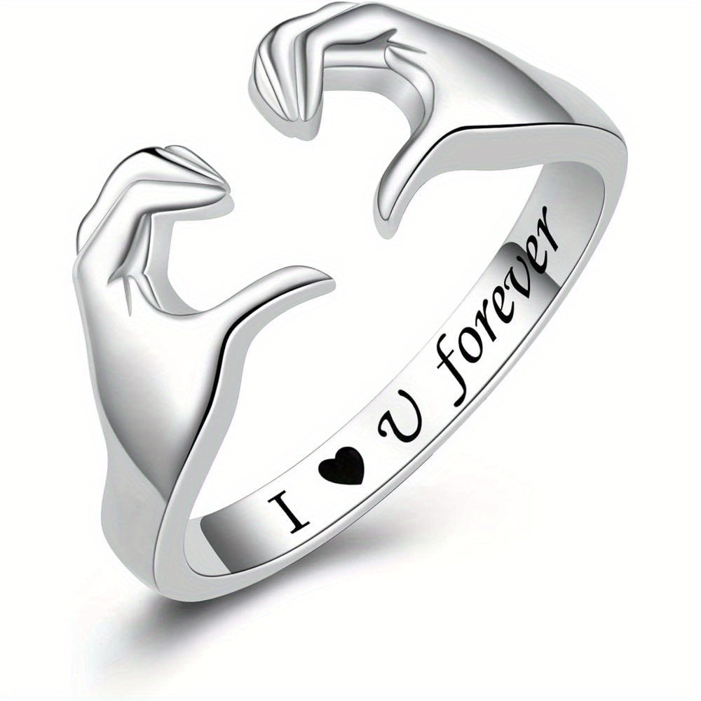[Love Ring] Adjustable Love Ring, Hug Rings I Love You Forever Always with You Jewelry Rings for Couples, Men, Teenager