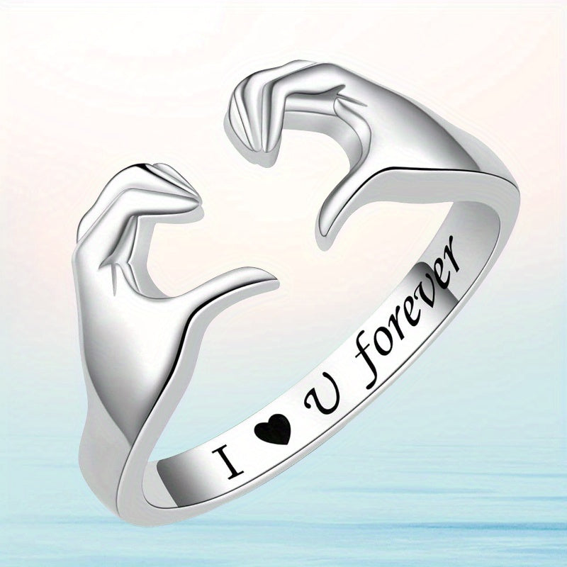 [Love Ring] Adjustable Love Ring, Hug Rings I Love You Forever Always with You Jewelry Rings for Couples, Men, Teenager