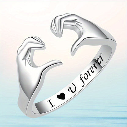 [Love Ring] Adjustable Love Ring, Hug Rings I Love You Forever Always with You Jewelry Rings for Couples, Men, Teenager