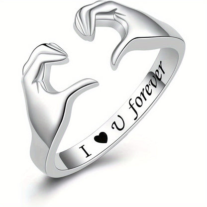 [Love Ring] Adjustable Love Ring, Hug Rings I Love You Forever Always with You Jewelry Rings for Couples, Men, Teenager