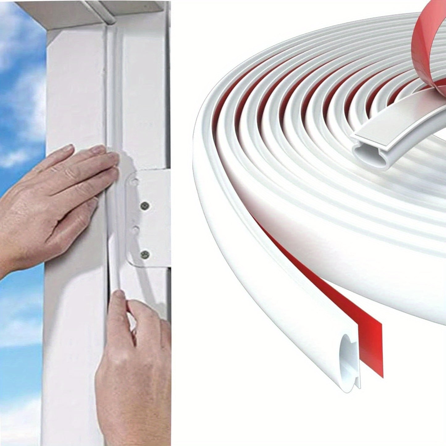 [1pc Soundproofing Door Seal] 1pc D-Shape Soundproofing Weather Stripping Door Seal | 19.7 Feet Self-Adhesive Door Seal Strip for Door Frame Window Large Gap