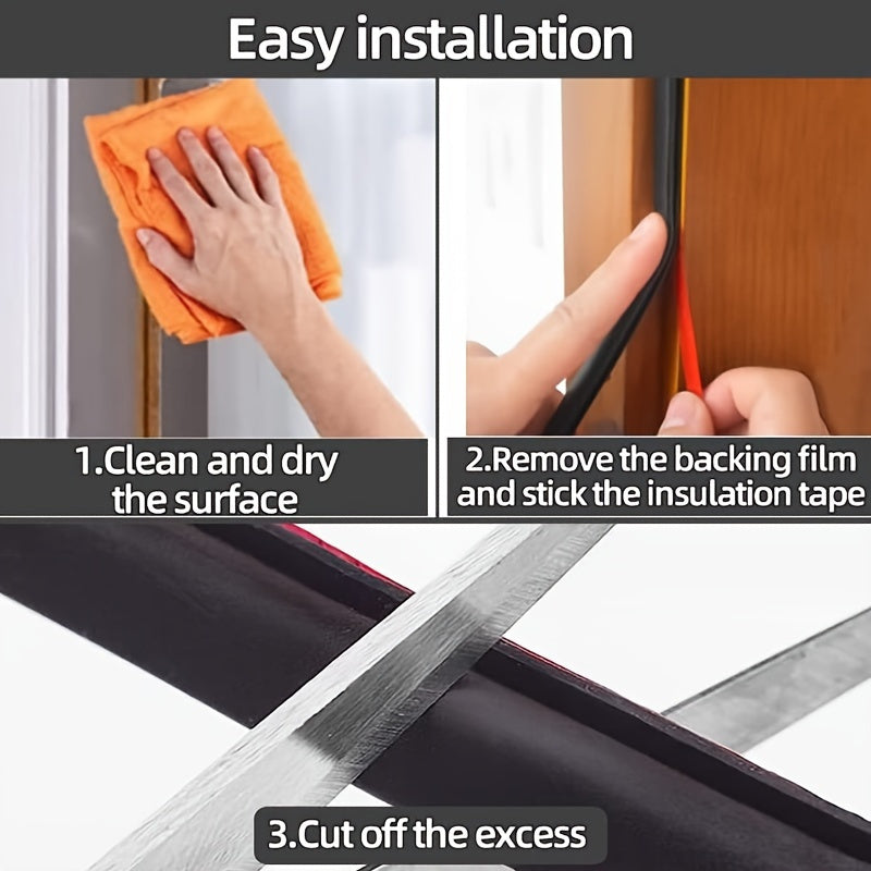 [1pc Soundproofing Door Seal] 1pc D-Shape Soundproofing Weather Stripping Door Seal | 19.7 Feet Self-Adhesive Door Seal Strip for Door Frame Window Large Gap