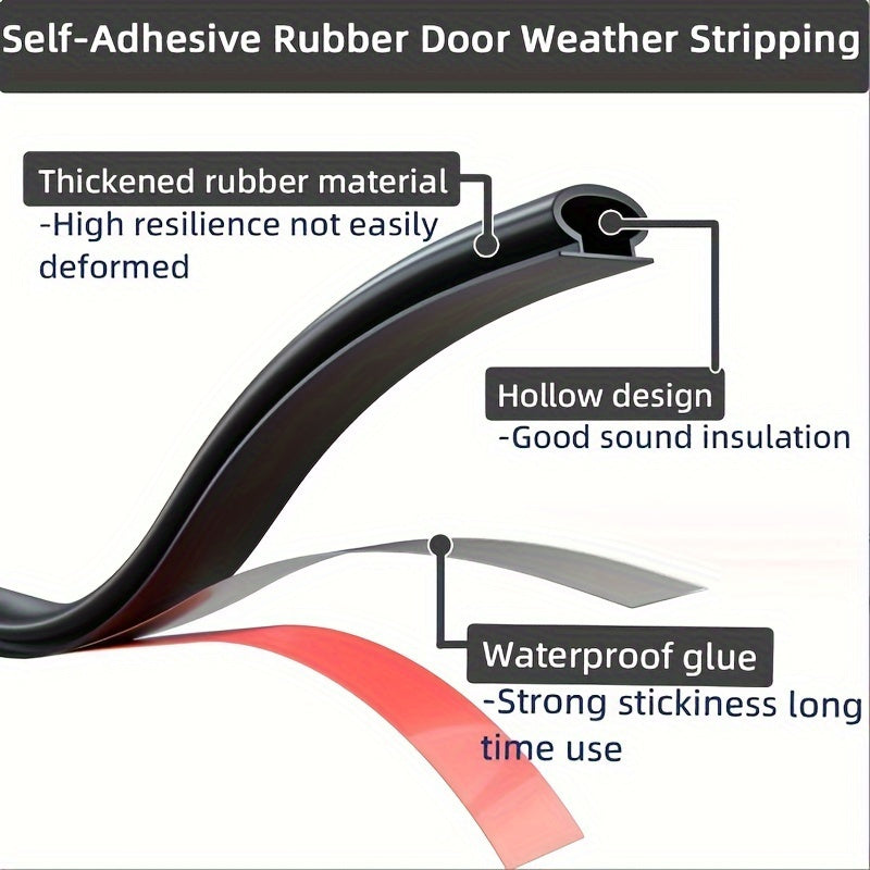 [1pc Soundproofing Door Seal] 1pc D-Shape Soundproofing Weather Stripping Door Seal | 19.7 Feet Self-Adhesive Door Seal Strip for Door Frame Window Large Gap
