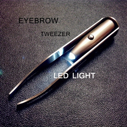 LED Light Eyebrow Tweezer - Unscented, Power-Free Stainless Steel Precision Hair Removal Tool with Smart Design, 1pc Portable Makeup Tweezer Without Battery