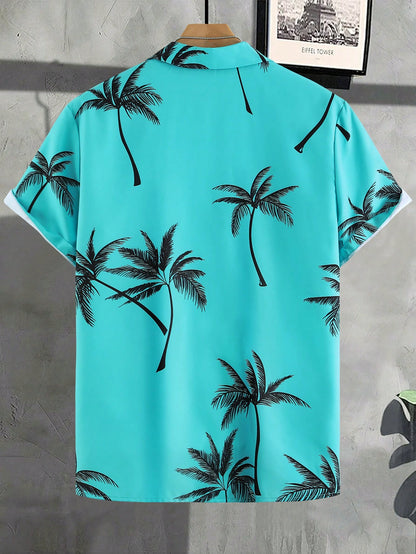 Manfinity RSRT Men's Tropical Plant Printed Short Sleeve Summer Shirt (Random Cutting)