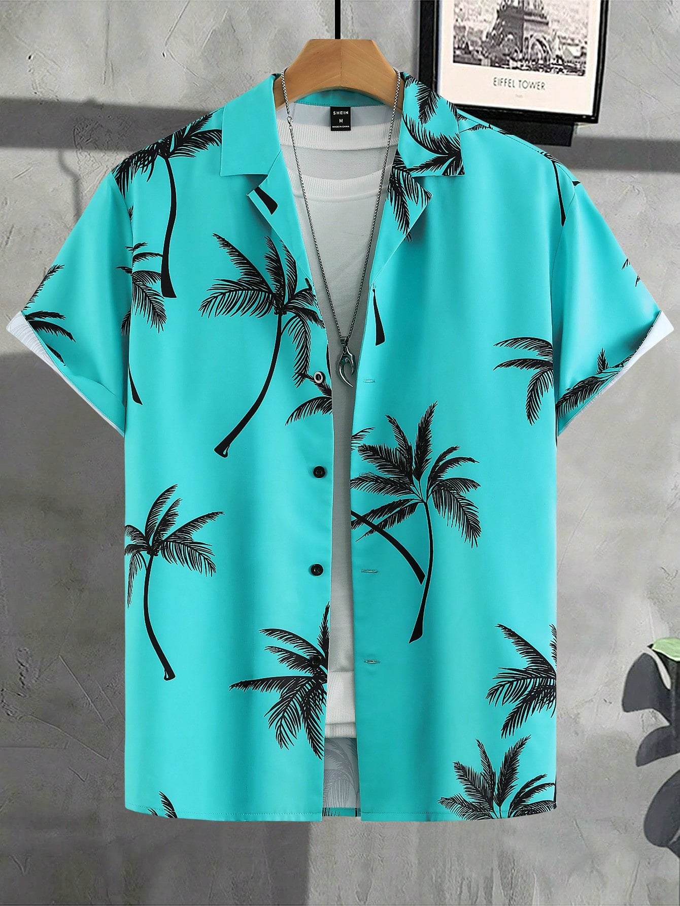 Manfinity RSRT Men's Tropical Plant Printed Short Sleeve Summer Shirt (Random Cutting)