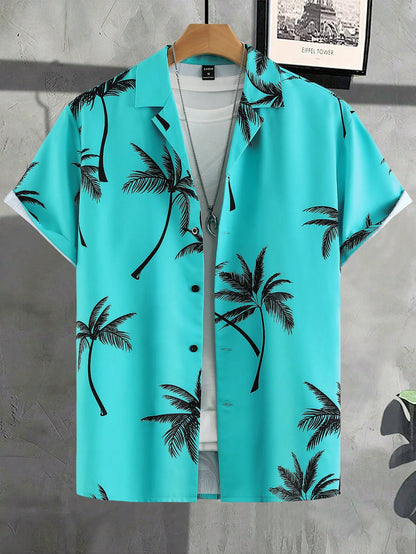 Manfinity RSRT Men's Tropical Plant Printed Short Sleeve Summer Shirt (Random Cutting)