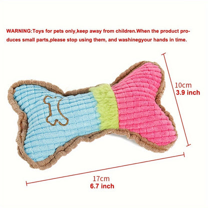 Interactive Squeaky Bone-Shaped Plush Dog Toy - Durable Chew and Teething Plaything for Medium Breeds