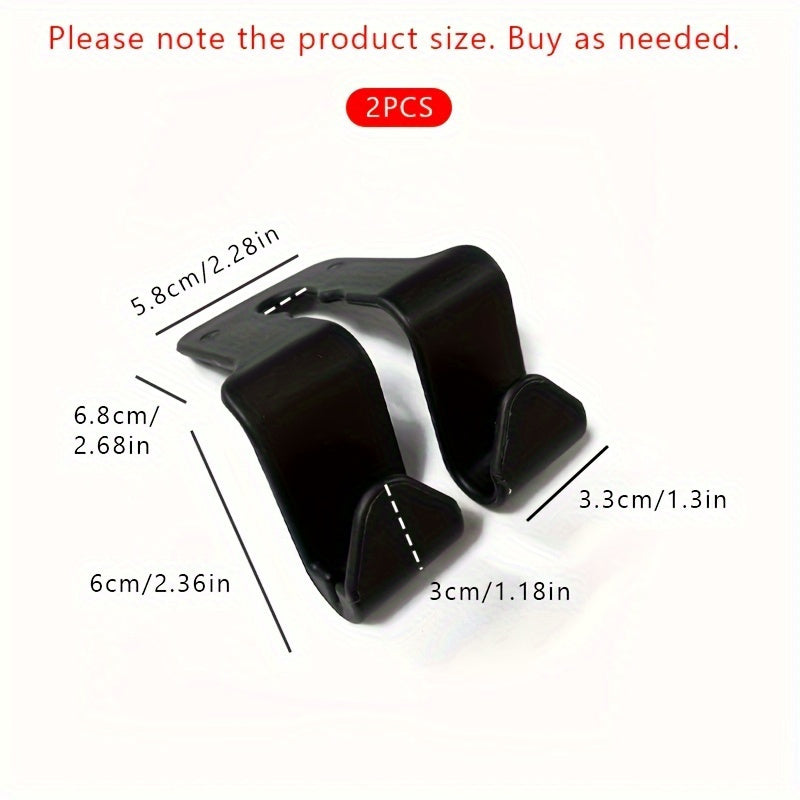 2pcs Car Seat Back Multi-functional Hook Double Hook Storage Car Hook