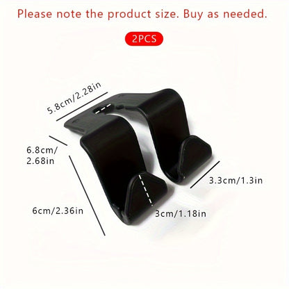 2pcs Car Seat Back Multi-functional Hook Double Hook Storage Car Hook