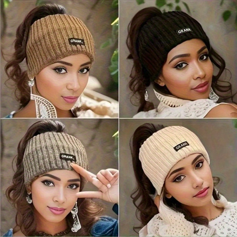 Single Women' Headband - Braided Winter Ear Warmer & Turban, Soft Warm Hat for Weather, Elegant & Cute Solid Color Knitwear for Daily Use & Special Events,