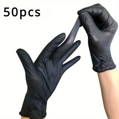 50/100PCS Black Disposable Nitrile Gloves, Household Cleaning Disposable Nitrile Gloves, Hairdressing and Nail Art Tools, Disposable Apparel