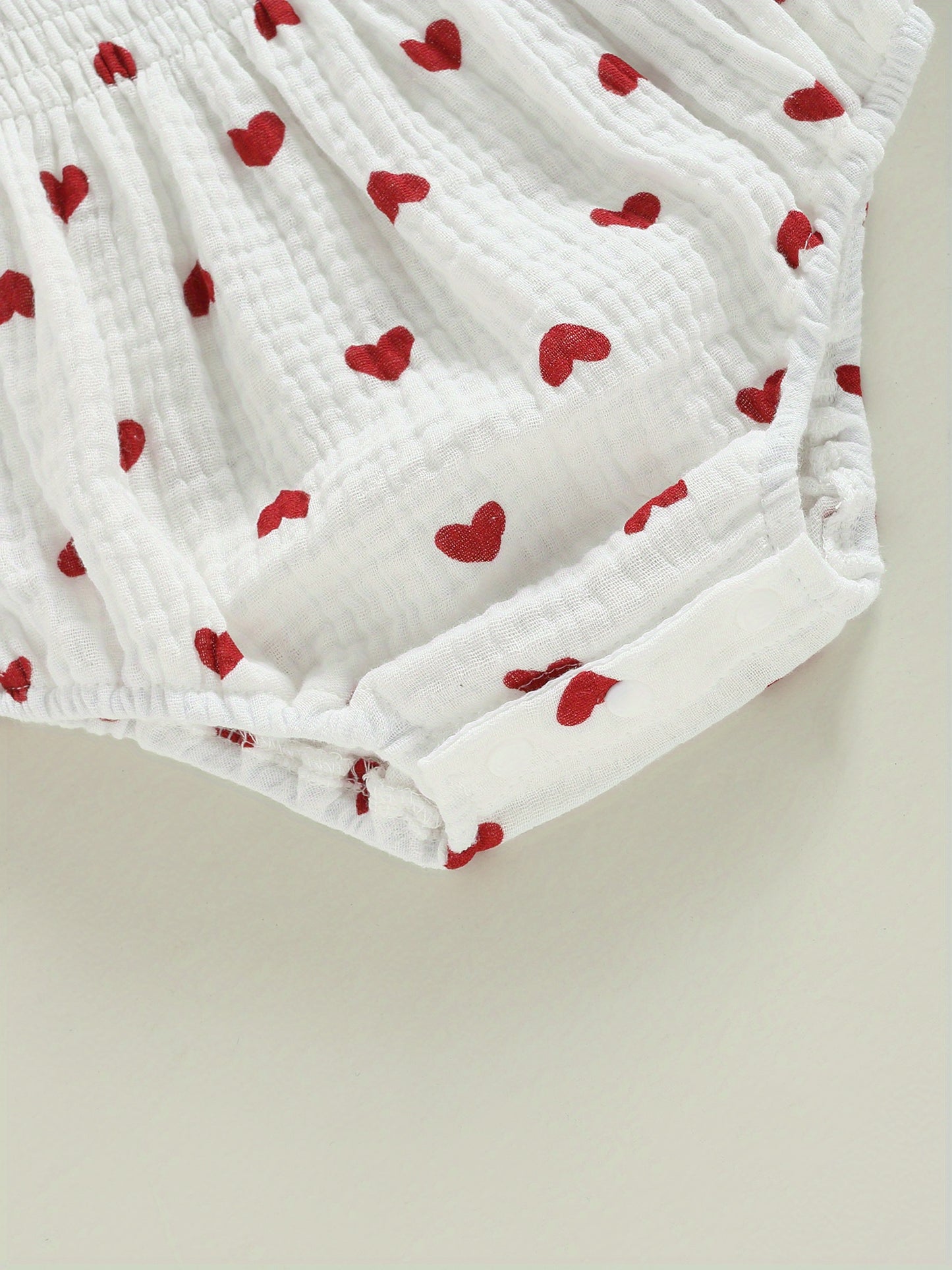 Baby Girls Valentine's Day Romper Heart Print Long Sleeve Boat Neck Jumpsuits Infant Autumn Winter Bodysuits with Headband, Perfect for Outdoor
