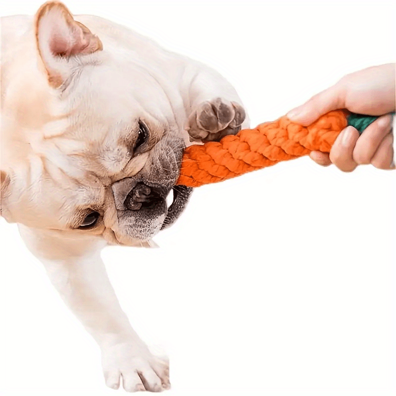 [Carrot Dog Toy] Playful Durable Carrot-Shaped Dog Chew Toy with Rope Knot - Interactive Teeth Grinding Play for Medium Breeds, Tear-Resistant Flaxen Carrot Dog Toy - Interactive Durable Tugging Chew Toy for All Breed Sizes, with Fringe Medium Dog Toy