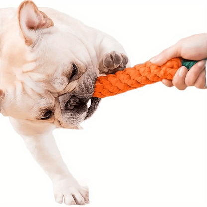 [Carrot Dog Toy] Playful Durable Carrot-Shaped Dog Chew Toy with Rope Knot - Interactive Teeth Grinding Play for Medium Breeds, Tear-Resistant Flaxen Carrot Dog Toy - Interactive Durable Tugging Chew Toy for All Breed Sizes, with Fringe Medium Dog Toy