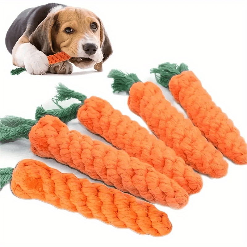 [Carrot Dog Toy] Playful Durable Carrot-Shaped Dog Chew Toy with Rope Knot - Interactive Teeth Grinding Play for Medium Breeds, Tear-Resistant Flaxen Carrot Dog Toy - Interactive Durable Tugging Chew Toy for All Breed Sizes, with Fringe Medium Dog Toy