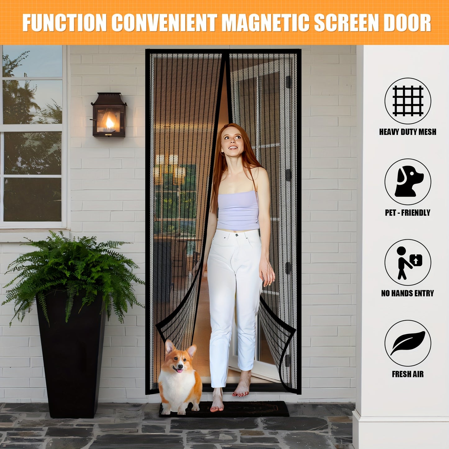 Heavy-Duty Magnetic Screen Door - Self-Sealing, Hands-Free Mesh for Insect Protection, Pet & Youngsters Friendly, Easy Installation with Magnetic Strips, Durable Nylon Material, Bohemian Style, Hand Wash Only, Insect Barrier Door | Mesh Partition