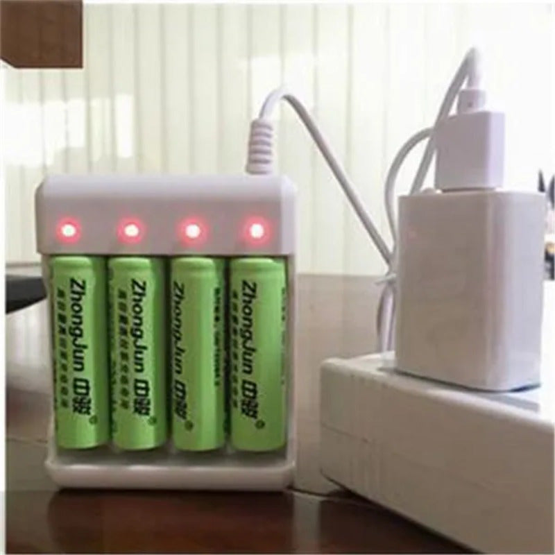 [Fast Smart Charger] Fast 4-Slot USB Smart AA/AAA Lithium Battery Charger - Rechargeable for Cameras, Remotes, Flashlights - Smart Controller
