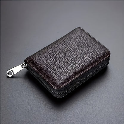 Faux Leather Card Holder | Unisex RFID-Blocking Wallet | Multi-Slot, Ultra-Slim Design with Zipper Closure | Secure & Stylish Black Minimalist Credit Card Organizer for Men and Women, Card Storage | Minimalist Design | Durable Stitching, Card Holder