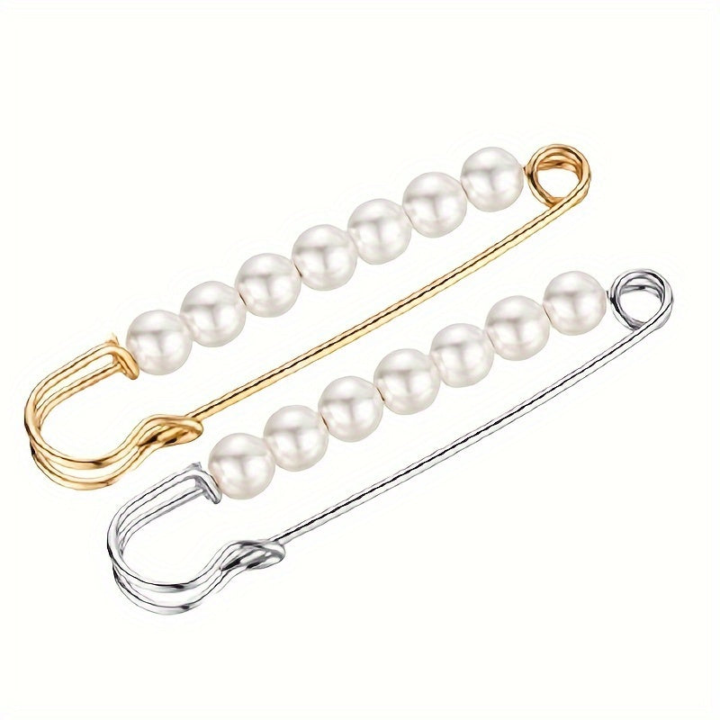 [4pcs Faux Pearl Scarf Pin] 4pcs Faux Pearl Scarf Pin | Waist Safety Hijab Clip Shawl Buckle Brooch Sweater Pins for Women