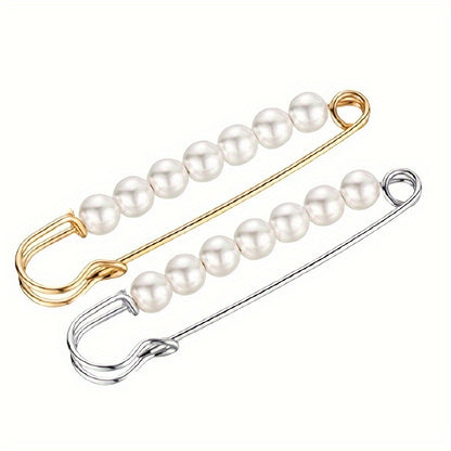 [4pcs Faux Pearl Scarf Pin] 4pcs Faux Pearl Scarf Pin | Waist Safety Hijab Clip Shawl Buckle Brooch Sweater Pins for Women