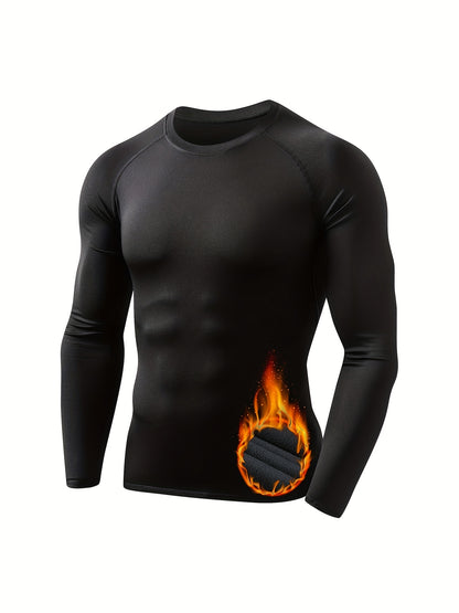 HOPLYNN Men'S Breathable Fleece-Lined Thermal Underwear Set for Winter Jogging, Cycling, Football, Skiing, And Motorcycling, Similar to Products, Made of 205G Brushed Fabric
