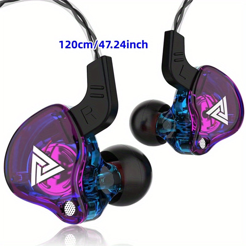 QKZ FiLe High-Fidelity In-Ear Headphones, Wired Earbuds with Microphone, Subwoofer Noise Cancelling, Gaming & Music Monitor, Durable Plastic, 120cm/47.24inch Cable, Vivid Color Design