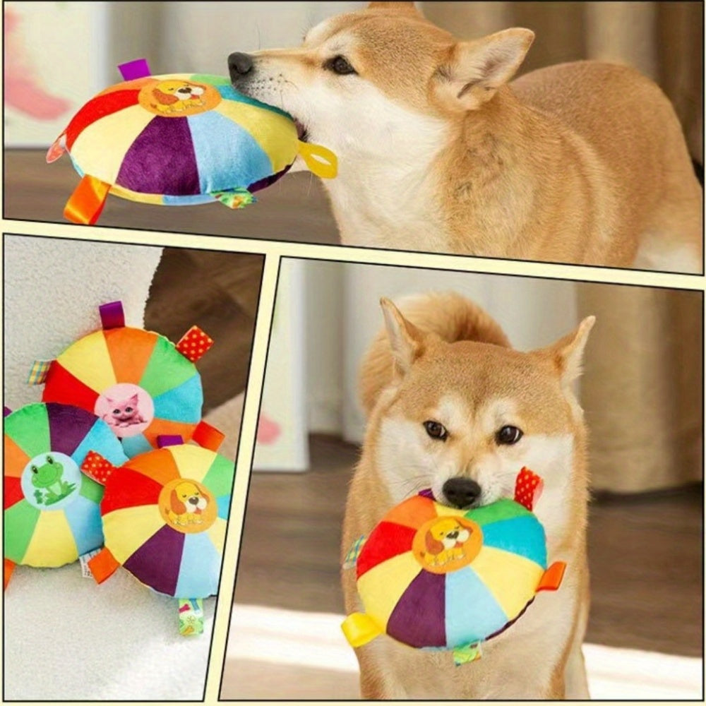 One Plush Squeaky Dog Toy - Cartoon Pattern, Interactive Battery-Free Sound Toy Suitable for All Breeds, Durable Puppy Play and Training Game Accessories