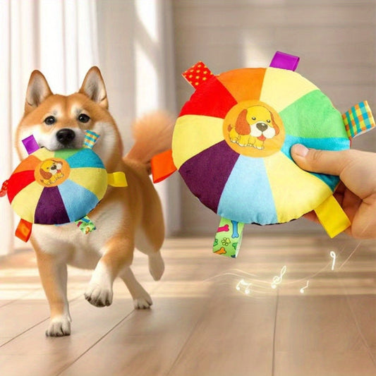 One Plush Squeaky Dog Toy - Cartoon Pattern, Interactive Battery-Free Sound Toy Suitable for All Breeds, Durable Puppy Play and Training Game Accessories