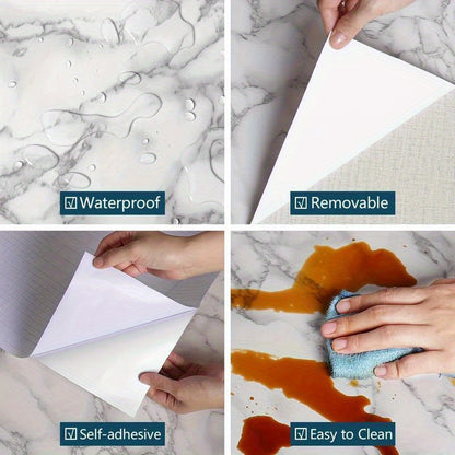 Marble Pattern Wall Stickers, Kitchen Wallpaper Decals, Self-Adhesive Stickers for Furniture Renovation, Suitable for Bathroom and Kitchen, Home Decor, Drawer Organizer Boxes