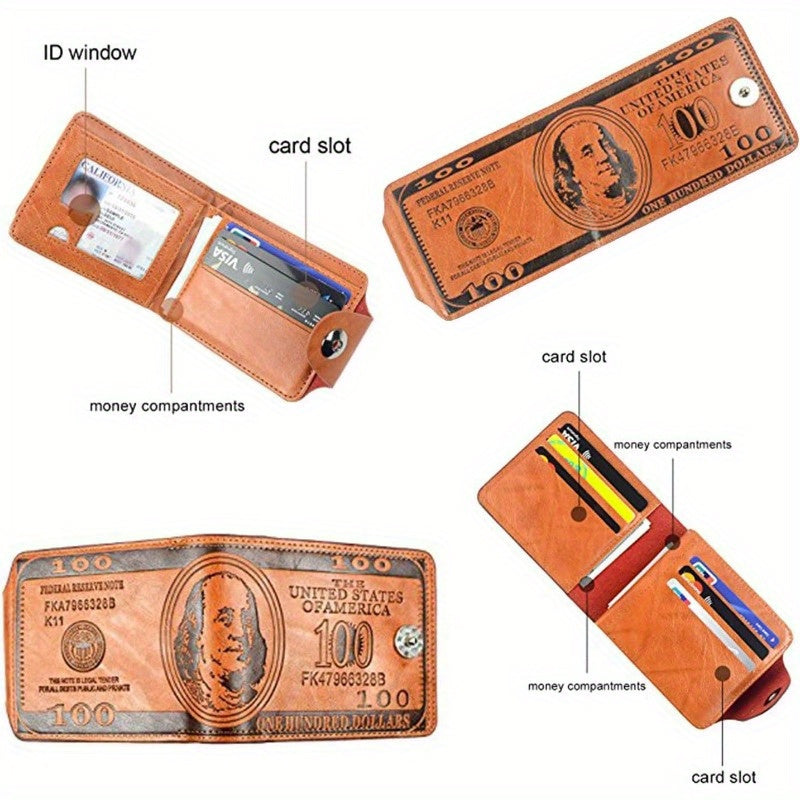 Men's Dollar Bill Wallet, Billfold Credit Card Photo Holder