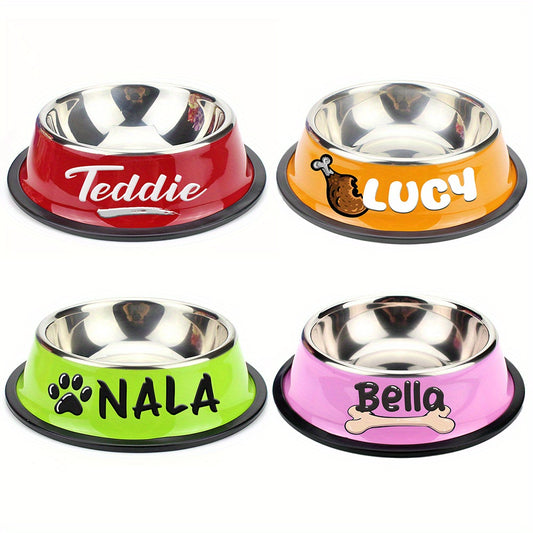 Personalized Anti Slip Stainless Steel Pet Bowl with Custom Name - Perfect for Cats And Dogs, Perfect for Food And Water Supply