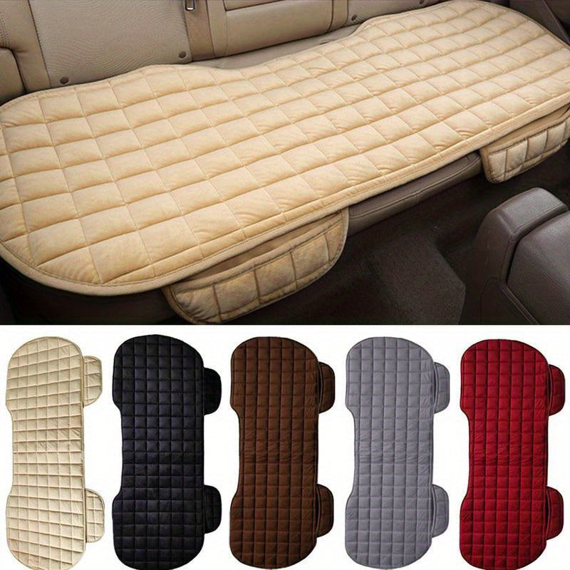 1pc, Car Rear Seat Cushion, Short Plush, Checkered Pattern, Extra Thick, Warm, Rear Seat Pad, No-Backrest Long Cushion, Rear Seat Cushion for Three Seats, Suitable for Sedans, MPVs, SUVs, Trucks, RVs