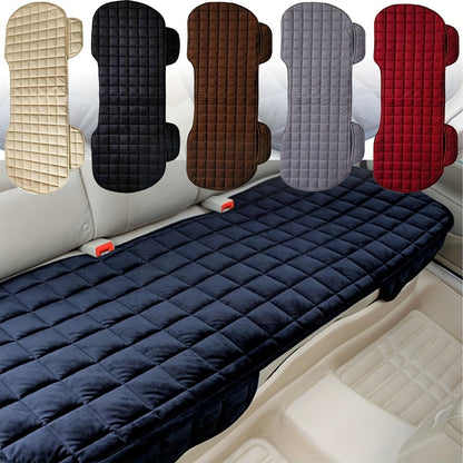 1pc, Car Rear Seat Cushion, Short Plush, Checkered Pattern, Extra Thick, Warm, Rear Seat Pad, No-Backrest Long Cushion, Rear Seat Cushion for Three Seats, Suitable for Sedans, MPVs, SUVs, Trucks, RVs