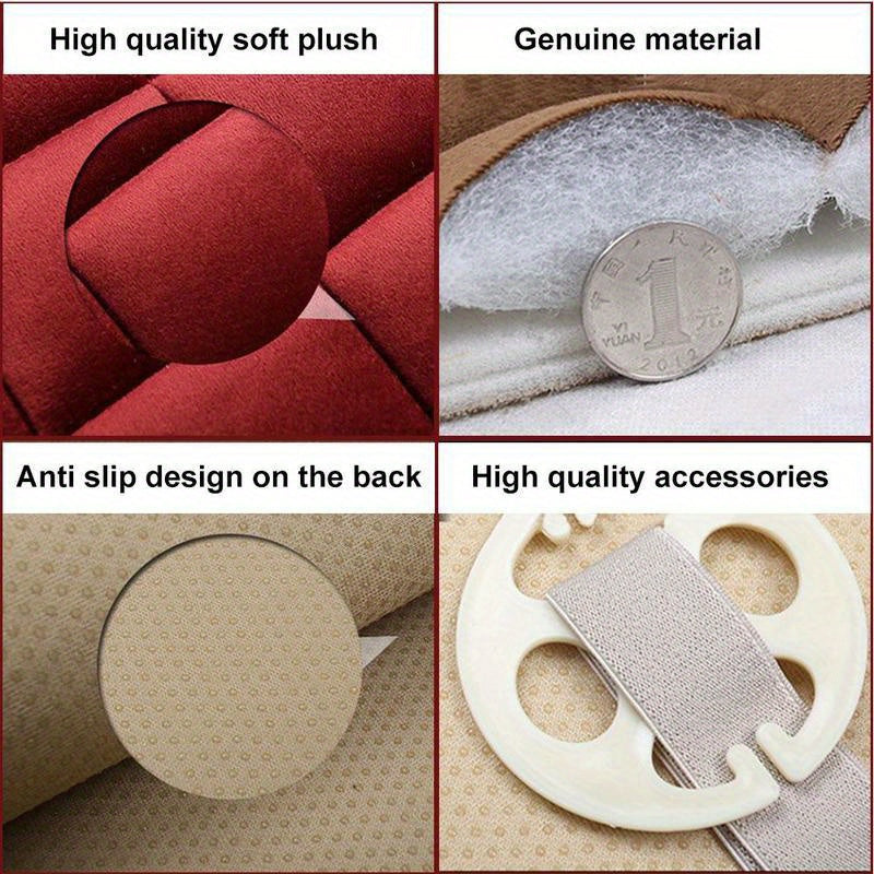 1pc, Car Rear Seat Cushion, Short Plush, Checkered Pattern, Extra Thick, Warm, Rear Seat Pad, No-Backrest Long Cushion, Rear Seat Cushion for Three Seats, Suitable for Sedans, MPVs, SUVs, Trucks, RVs