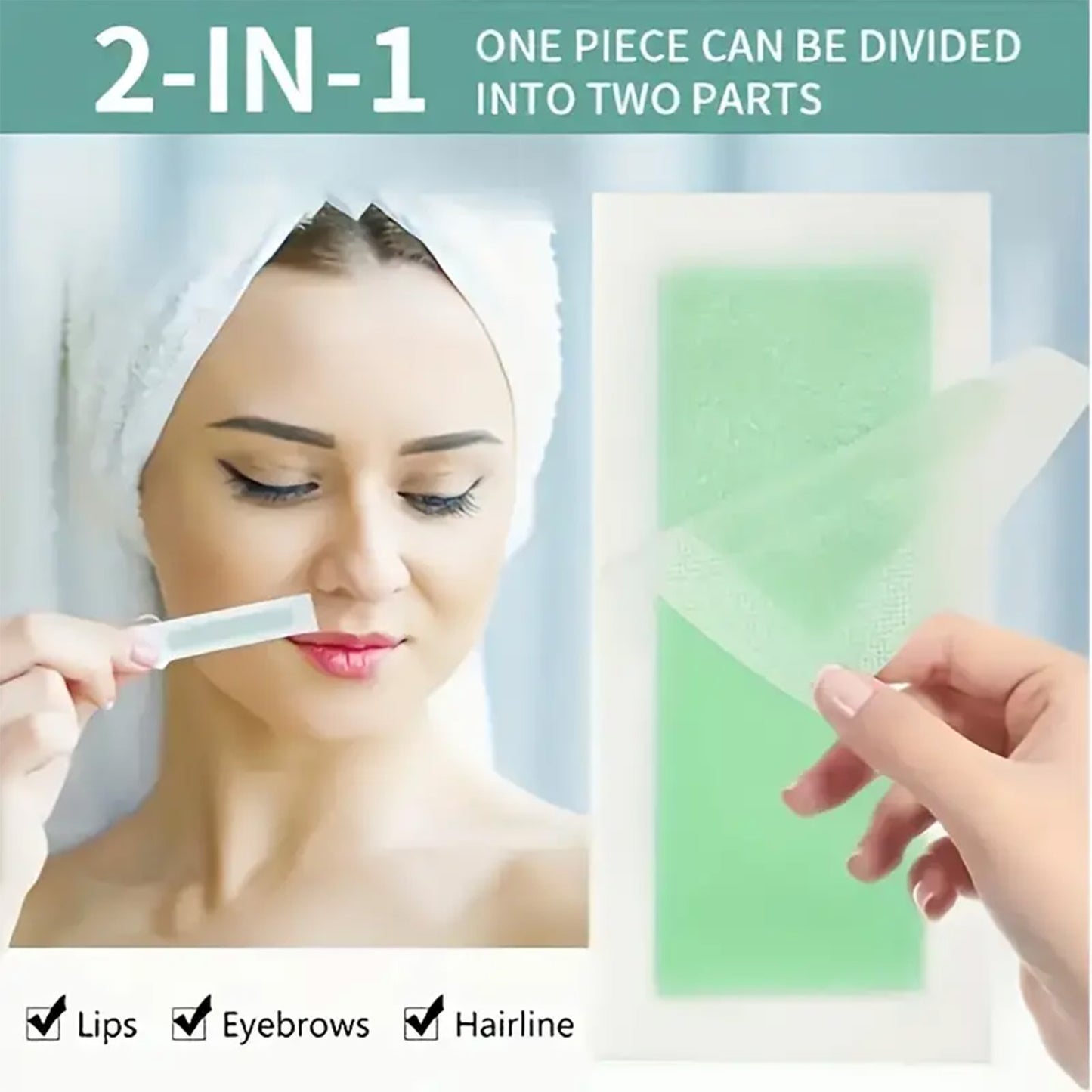 Multi-purpose Waxing Strips for Lip Hair, Facial Stubble, Upper Lip, Eyebrows, Thighs, and Bikini Line. Provides a Clean Waxing Experience