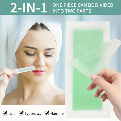 Multi-purpose Waxing Strips for Lip Hair, Facial Stubble, Upper Lip, Eyebrows, Thighs, and Bikini Line. Provides a Clean Waxing Experience