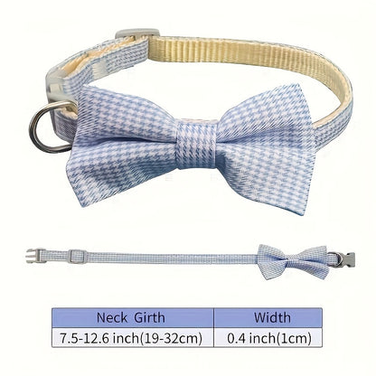 [Holiday Cat Collar] 1pc Adjustable Plaid Cat Collar with Bow Tie | Perfect for Holiday Dress Up and Everyday Wear