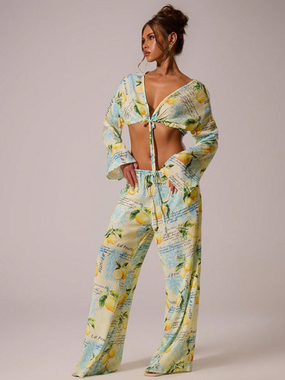 MUSERA Tie Front Linen Feel Beach Trousers Elegant Summer Vacation Sun Casual Boho White Airport   Winter Party Pants