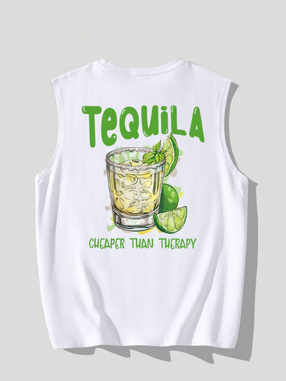 Men's Casual Sleeveless Tank Top, Thin Lightweight Summer Sportswear, Creative Agave Plant Graphic, Round Neck Elastic Tee, Breathable Moisture Wicking, Outdoor Gym Training Top, Fashionable